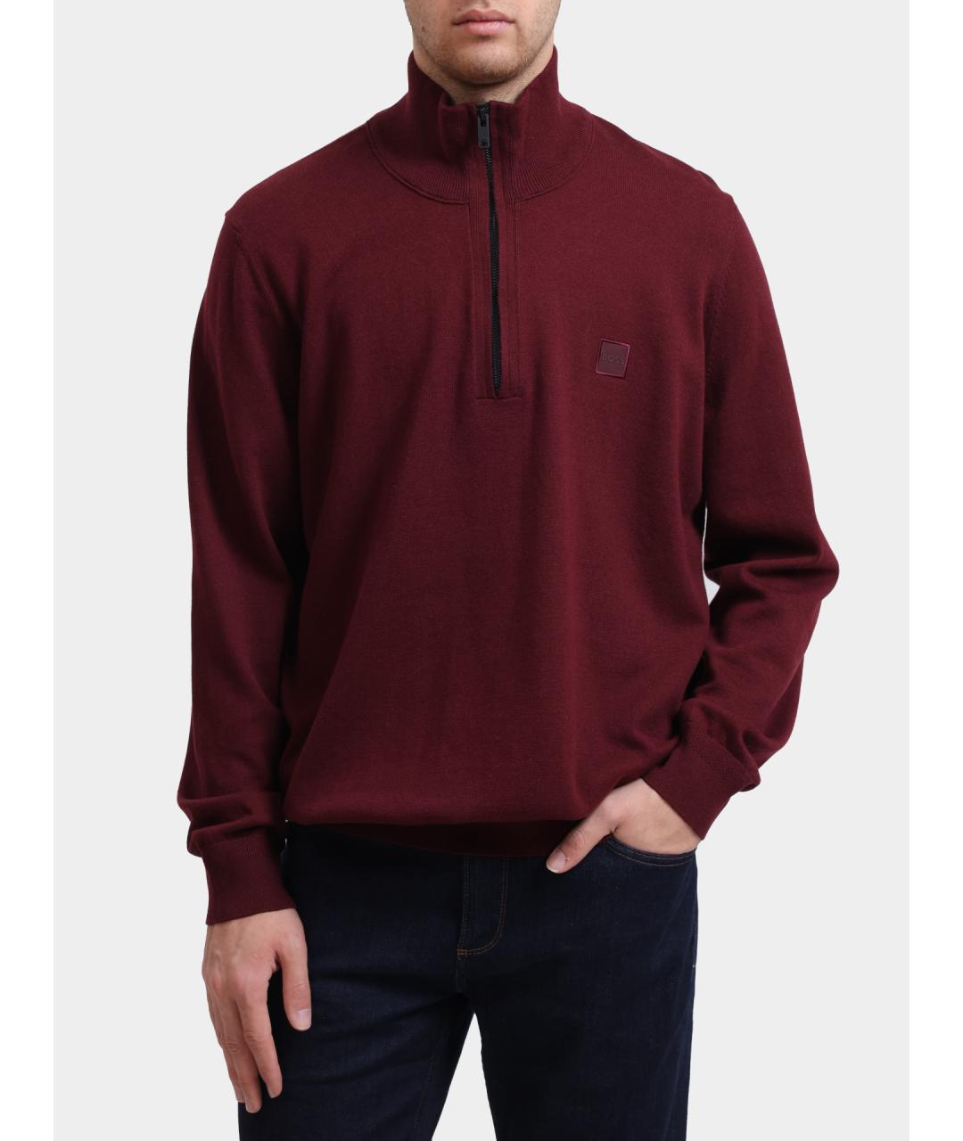 HUGO BOSS Бордовый хлопковый джемпер / свитер, фото 6