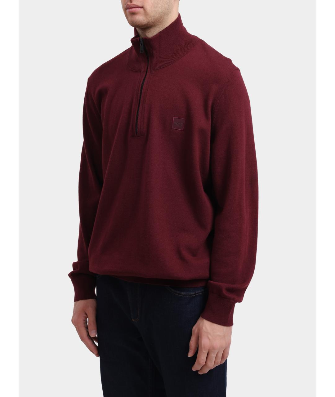 HUGO BOSS Бордовый хлопковый джемпер / свитер, фото 3