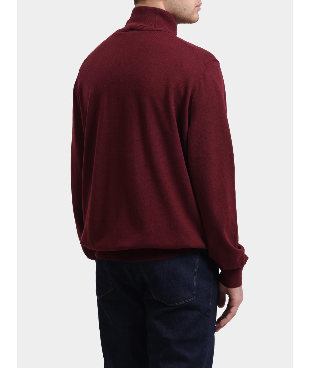 HUGO BOSS Бордовый хлопковый джемпер / свитер, фото 5
