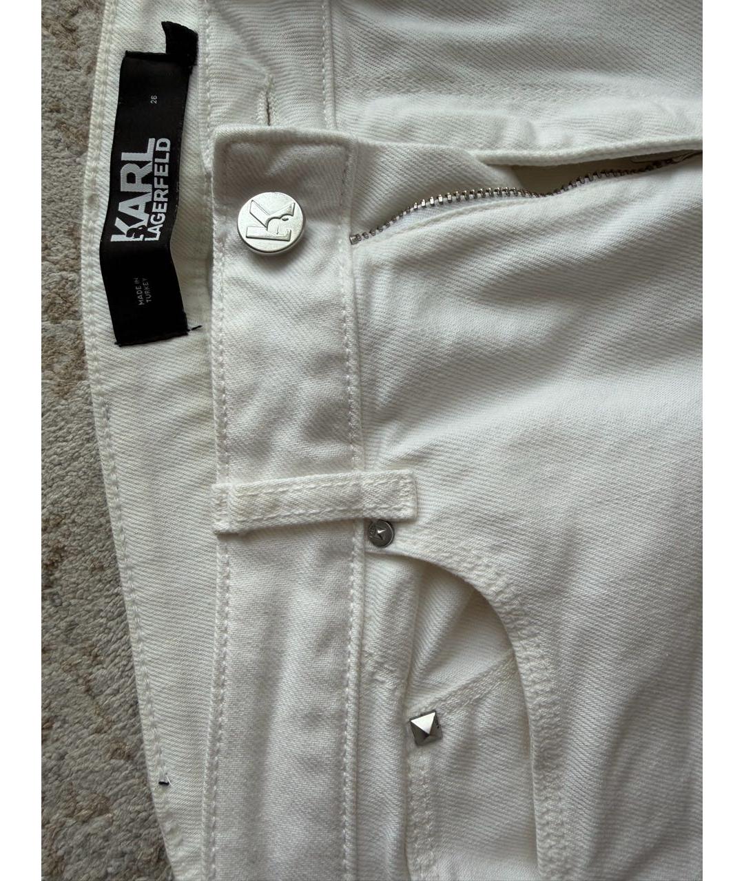 KARL LAGERFELD Белые хлопковые прямые джинсы, фото 2