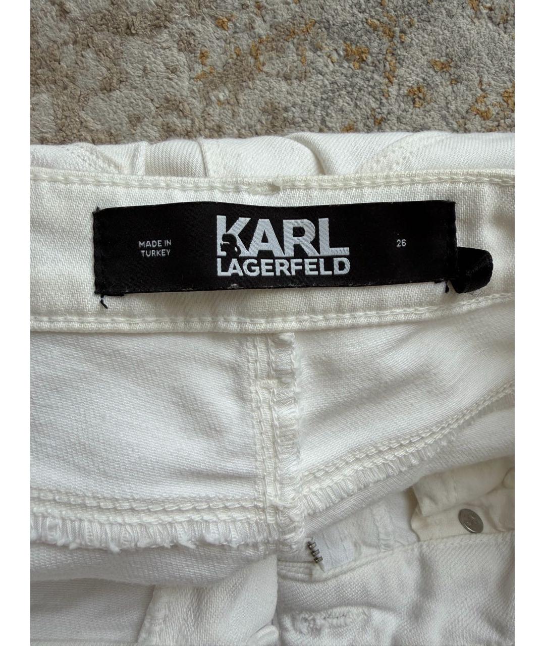 KARL LAGERFELD Белые хлопковые прямые джинсы, фото 5