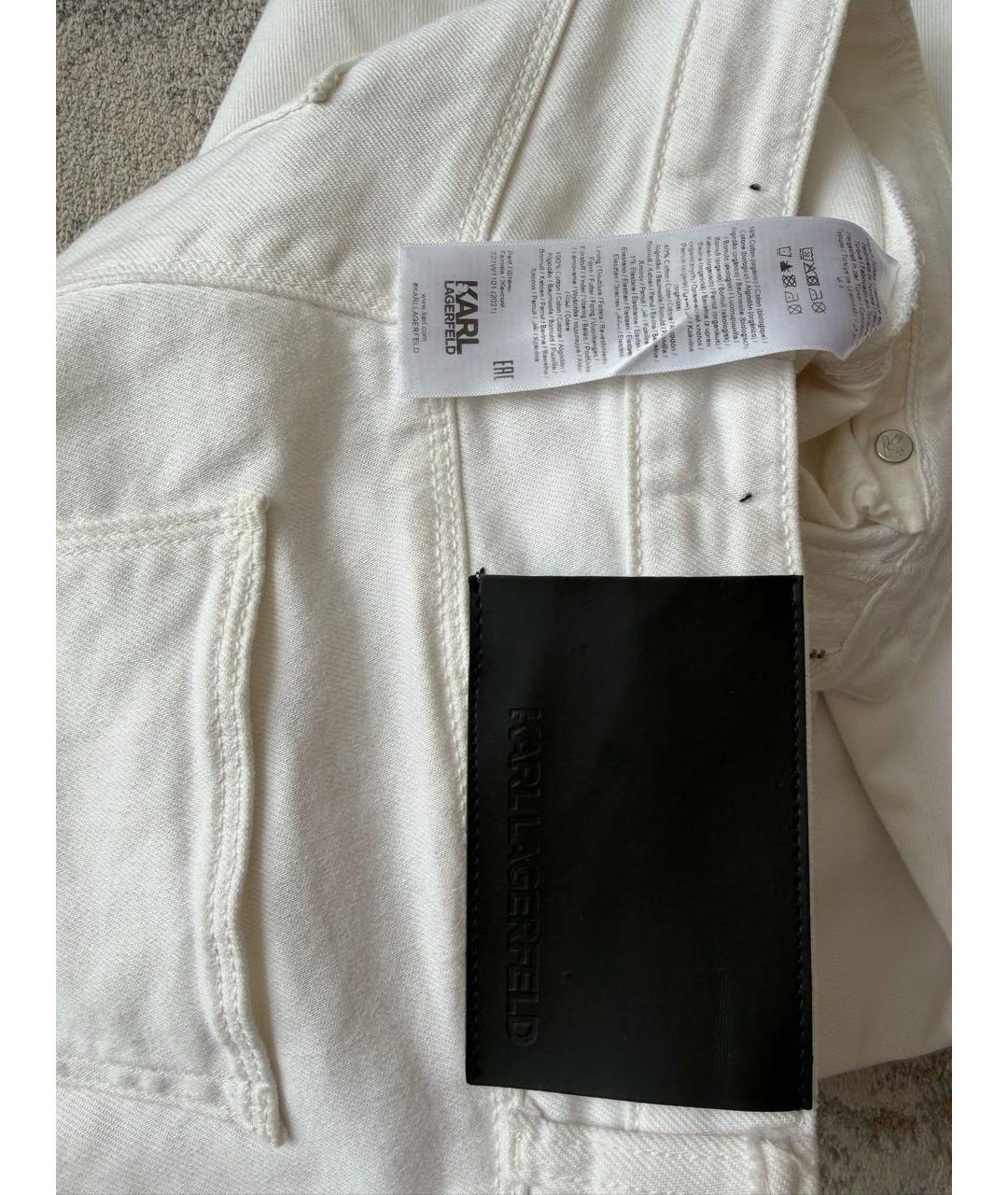 KARL LAGERFELD Белые хлопковые прямые джинсы, фото 4