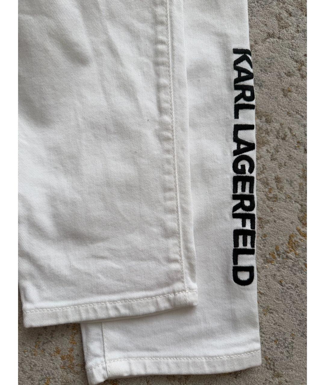 KARL LAGERFELD Белые хлопковые прямые джинсы, фото 3