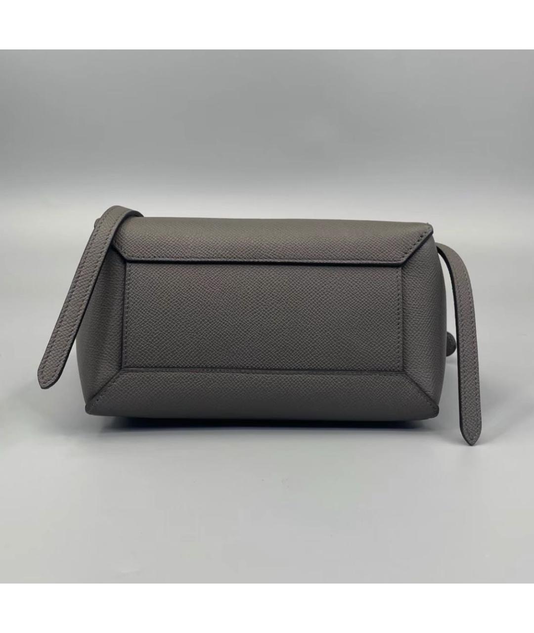 CELINE Серая кожаная сумка с короткими ручками, фото 4