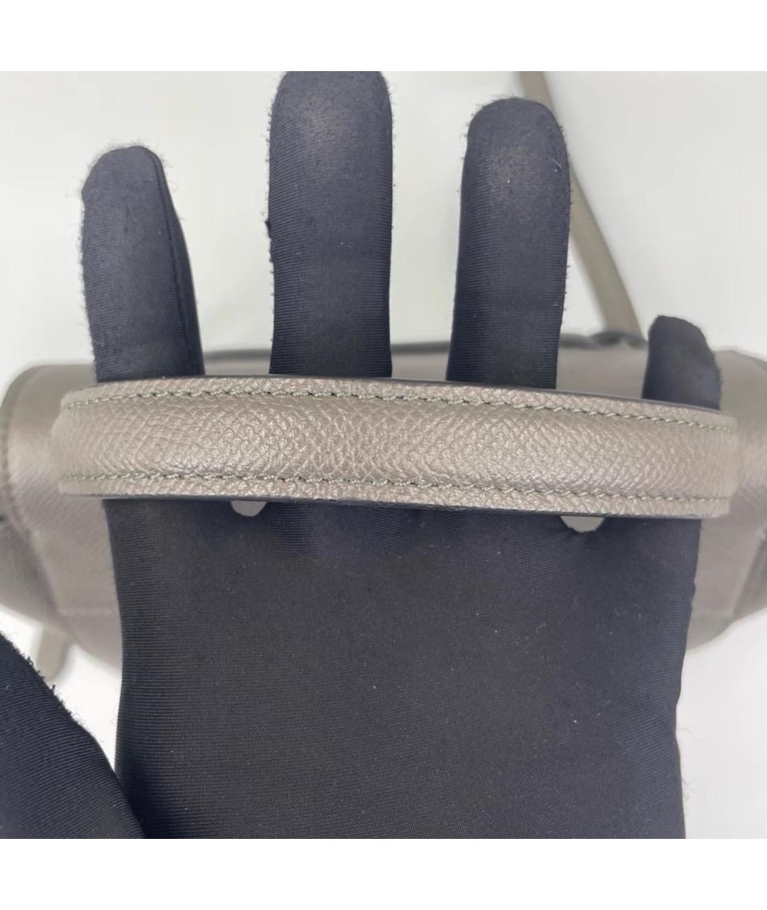 CELINE Серая кожаная сумка с короткими ручками, фото 3