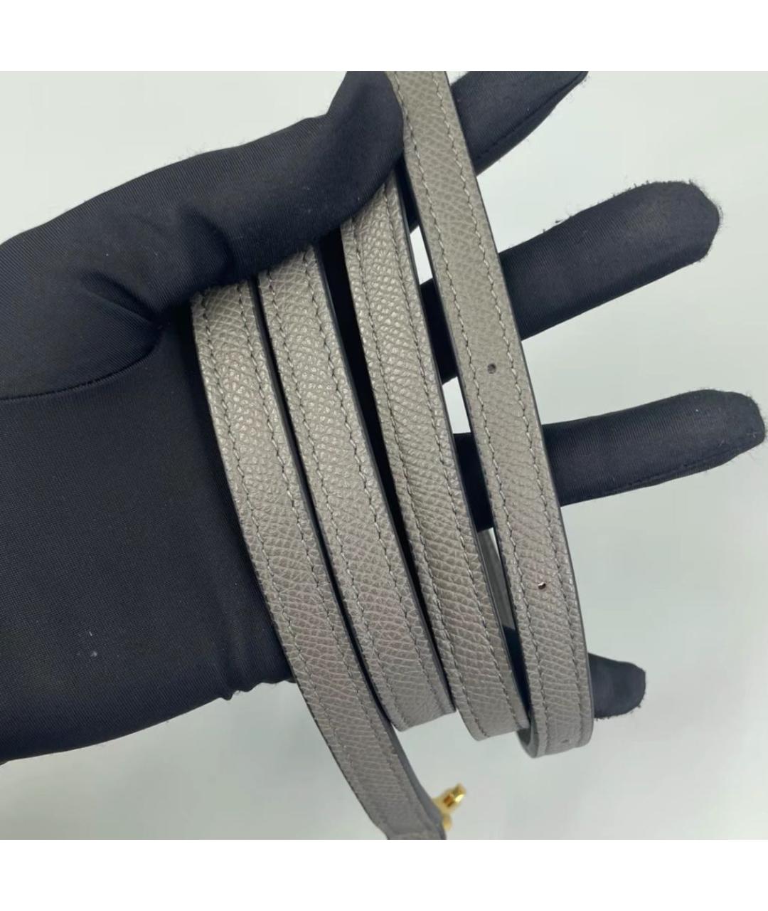 CELINE Серая кожаная сумка с короткими ручками, фото 5