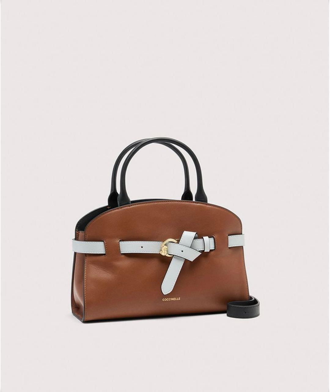 COCCINELLE Коричневая кожаная сумка с короткими ручками, фото 2