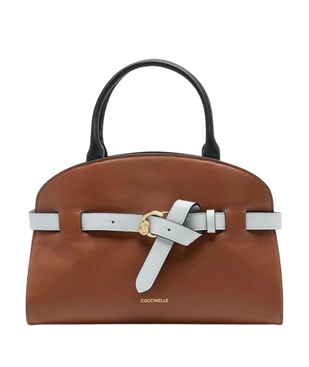 COCCINELLE Коричневая кожаная сумка с короткими ручками, фото 1