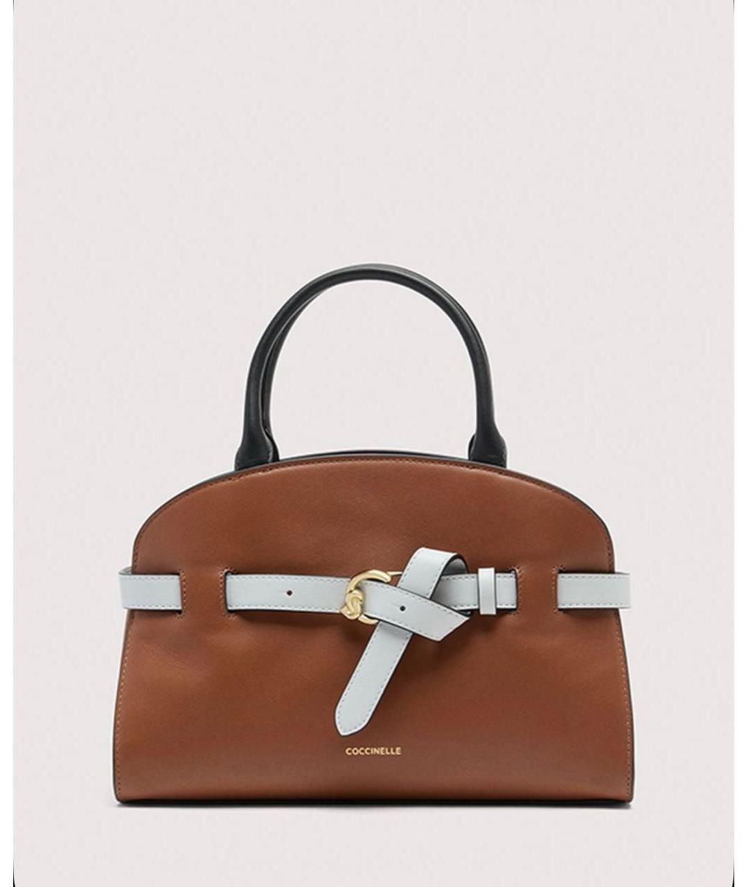 COCCINELLE Коричневая кожаная сумка с короткими ручками, фото 7