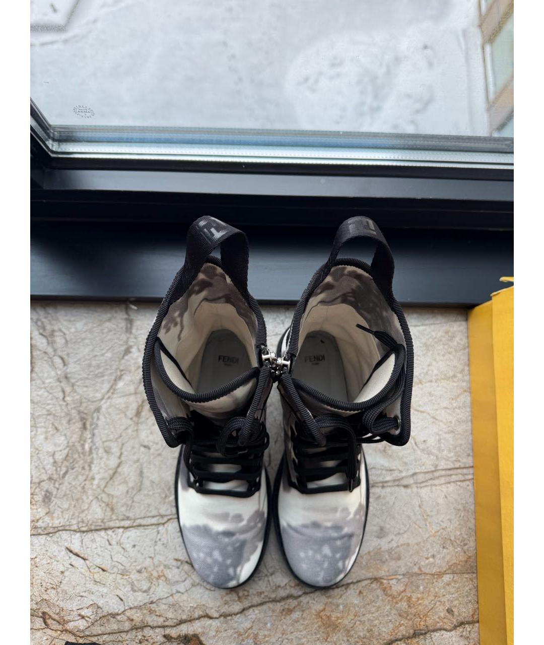 FENDI Серые текстильные ботинки, фото 3