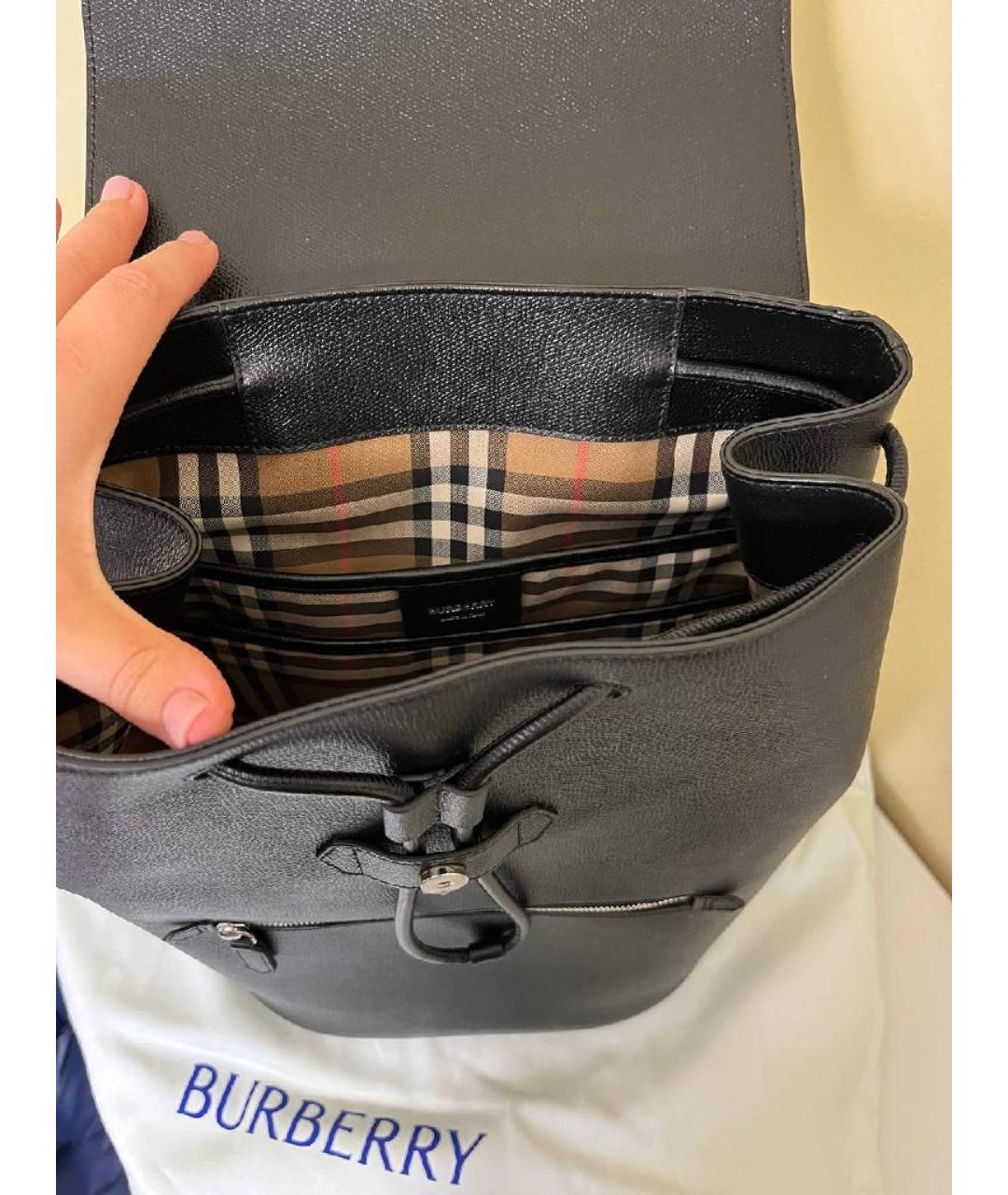 BURBERRY Черный кожаный рюкзак, фото 4