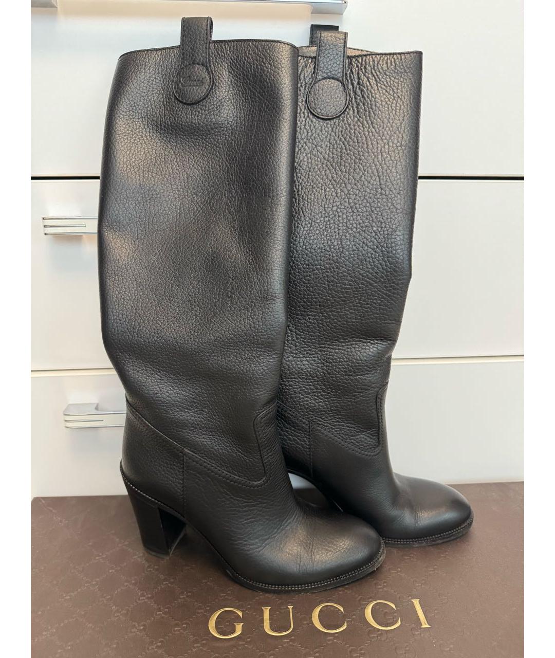 GUCCI Черные кожаные сапоги, фото 4