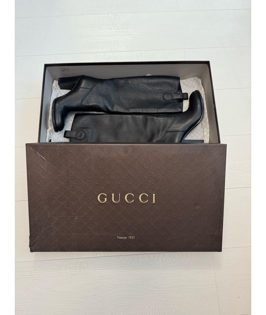 GUCCI Черные кожаные сапоги, фото 3