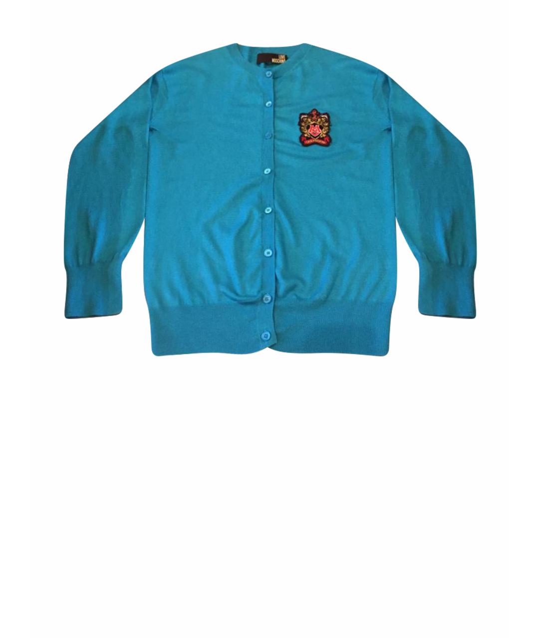 LOVE MOSCHINO Бирюзовый хлопковый кардиган, фото 1