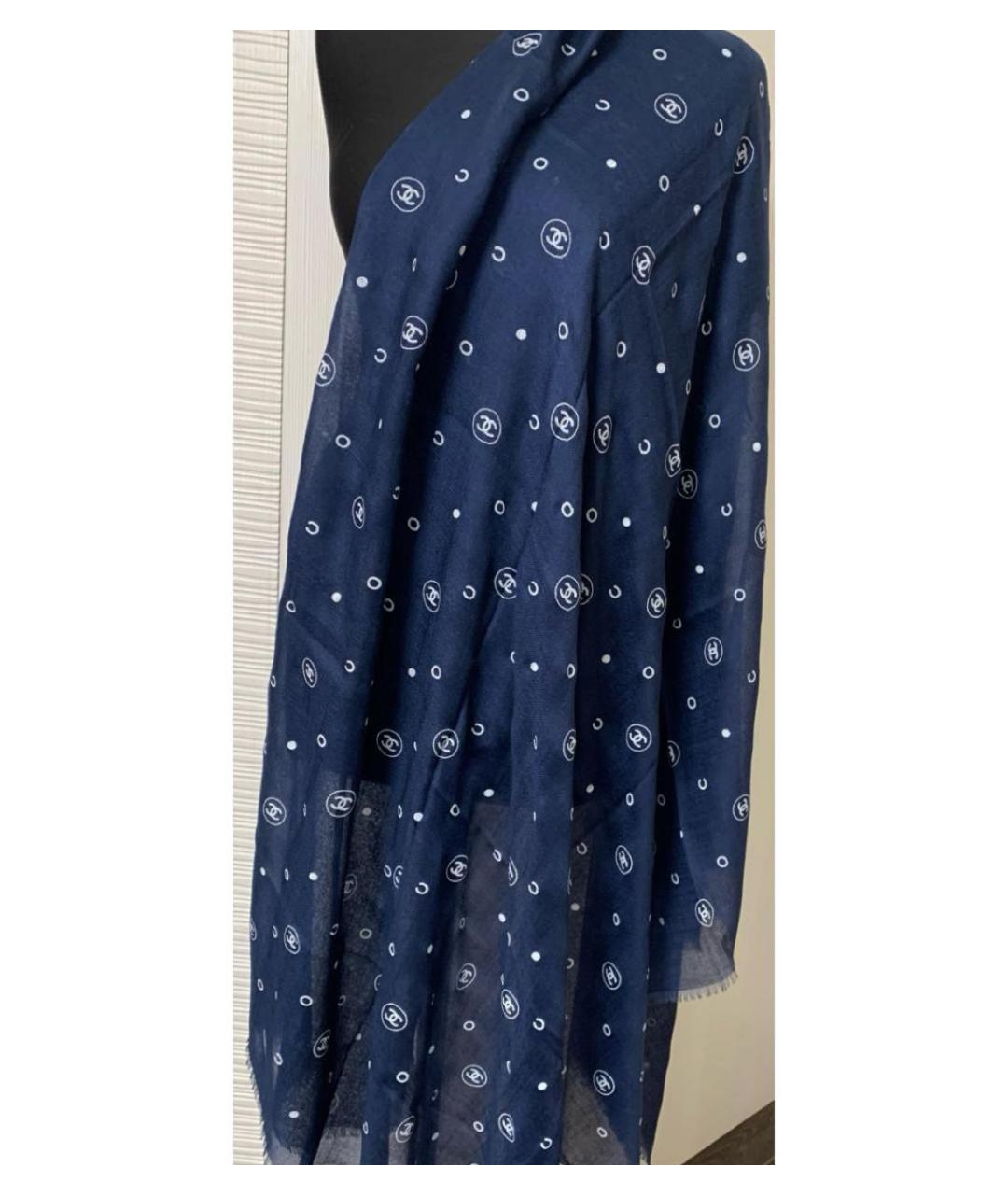 CHANEL Темно-синий кашемировый шарф, фото 2