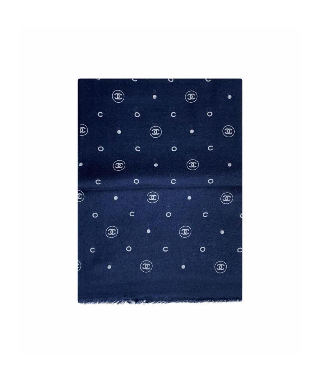 CHANEL Темно-синий кашемировый шарф, фото 1