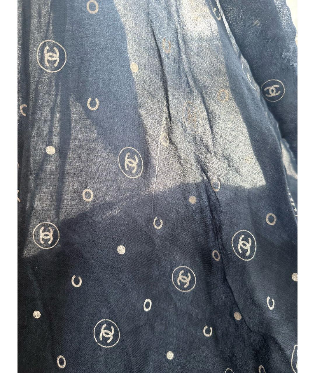 CHANEL Темно-синий кашемировый шарф, фото 8