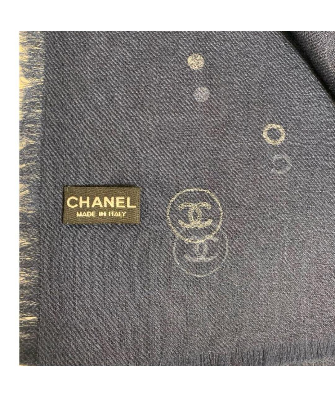 CHANEL Темно-синий кашемировый шарф, фото 4