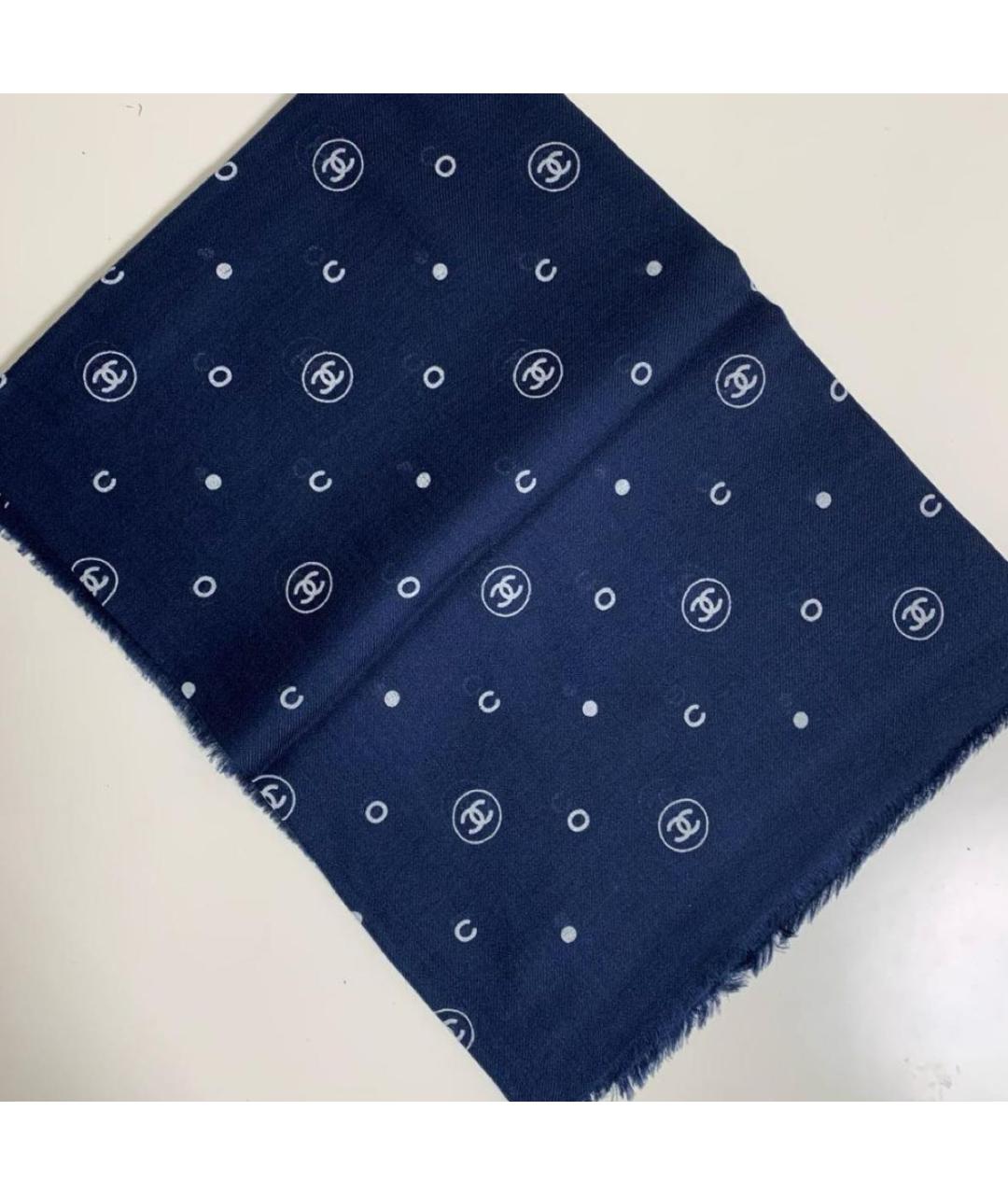 CHANEL Темно-синий кашемировый шарф, фото 6