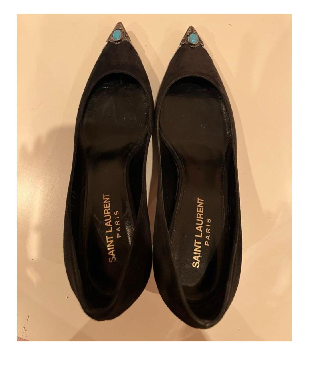 SAINT LAURENT Черные лодочки на низком каблуке, фото 3