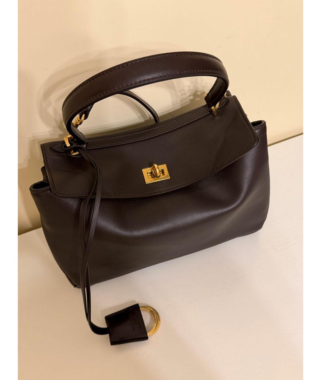 BALENCIAGA Коричневая кожаная сумка тоут, фото 5