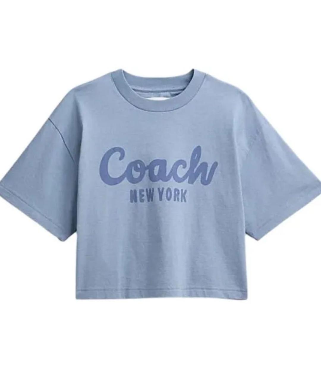 COACH Голубая хлопковая футболка, фото 5