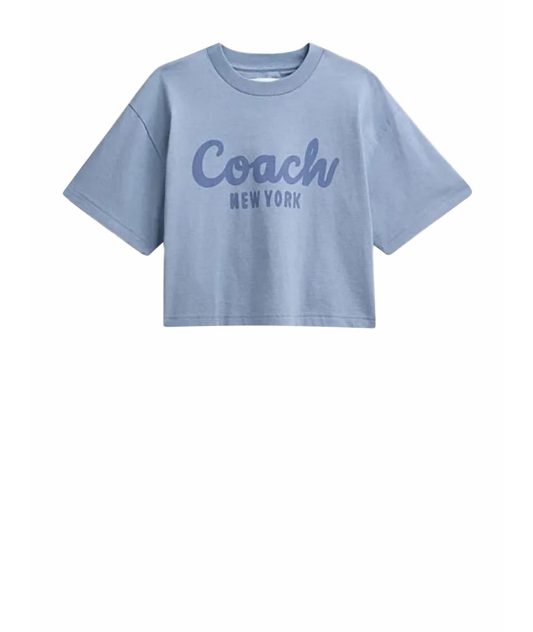 COACH Голубая хлопковая футболка, фото 1