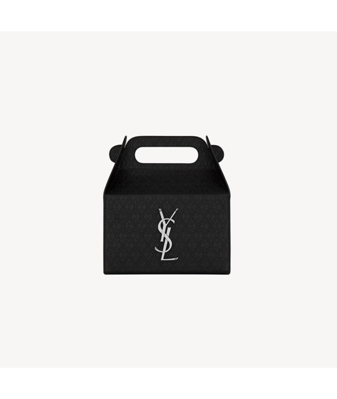 SAINT LAURENT Черная кожаная сумка с короткими ручками, фото 4