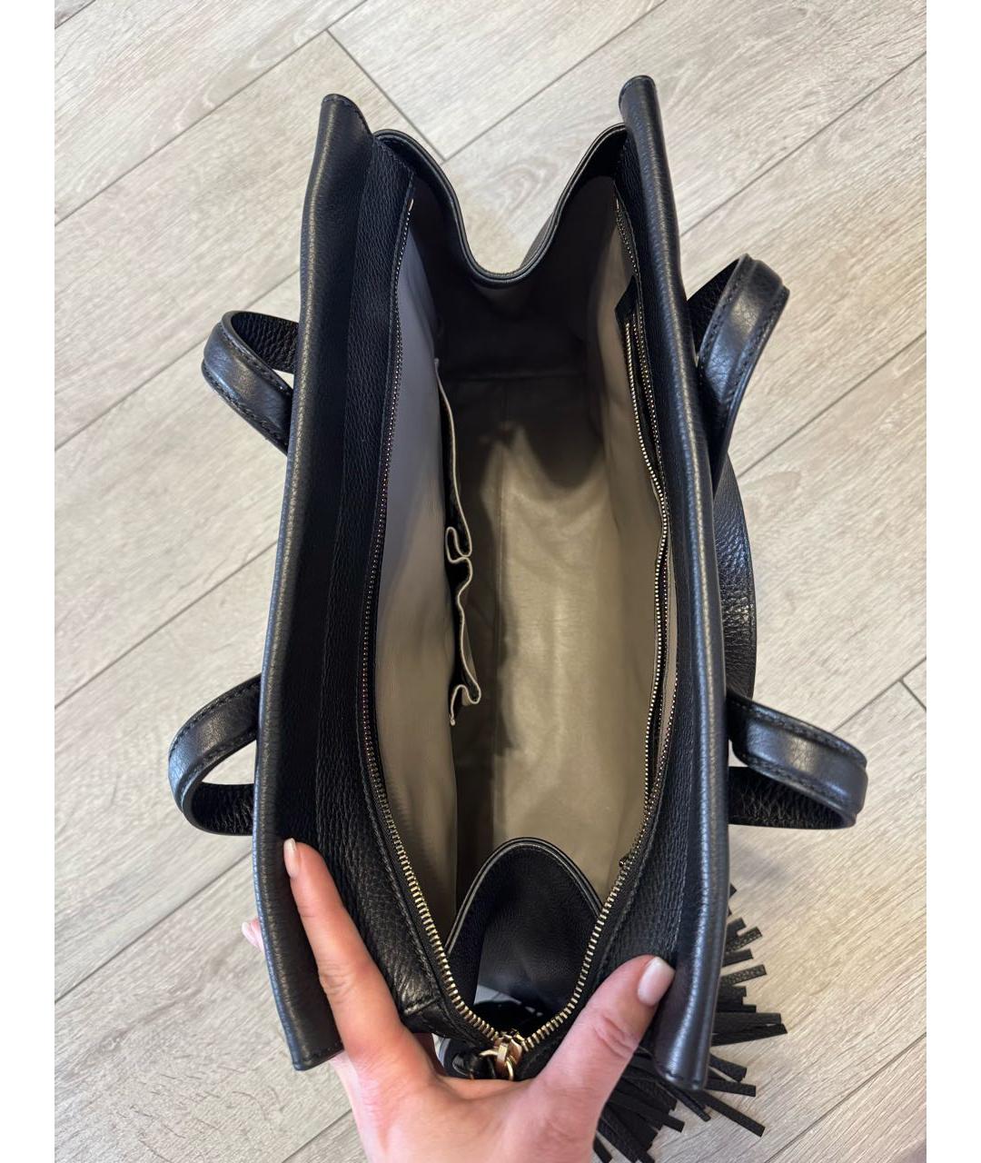 GUCCI Черная кожаная сумка тоут, фото 4