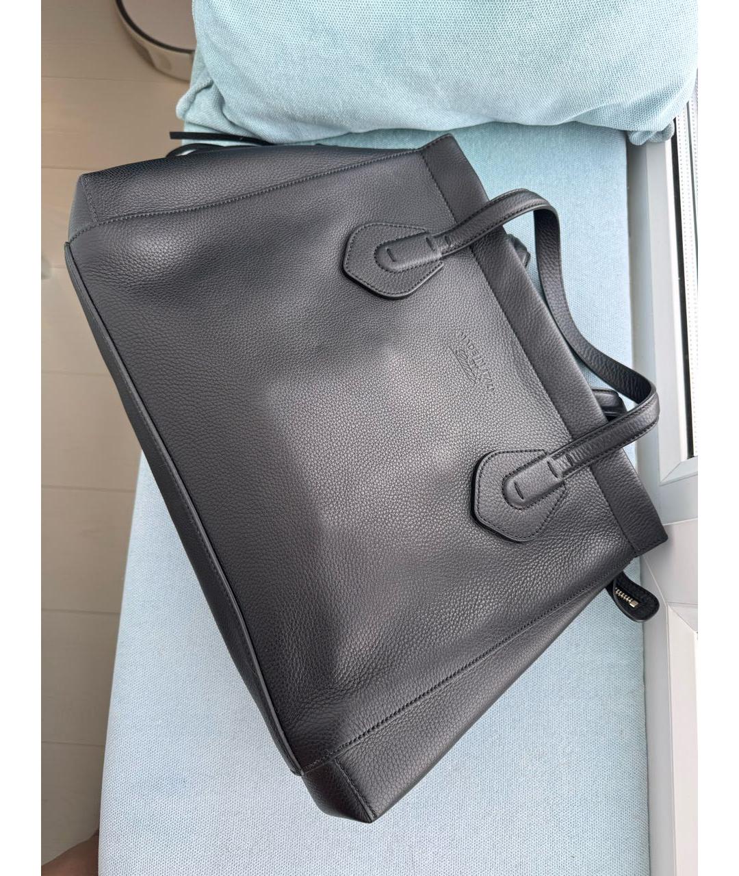 GUCCI Черная кожаная сумка тоут, фото 5