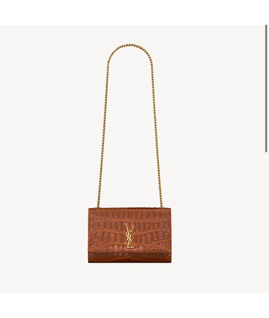 SAINT LAURENT Коричневая кожаная сумка через плечо, фото 4