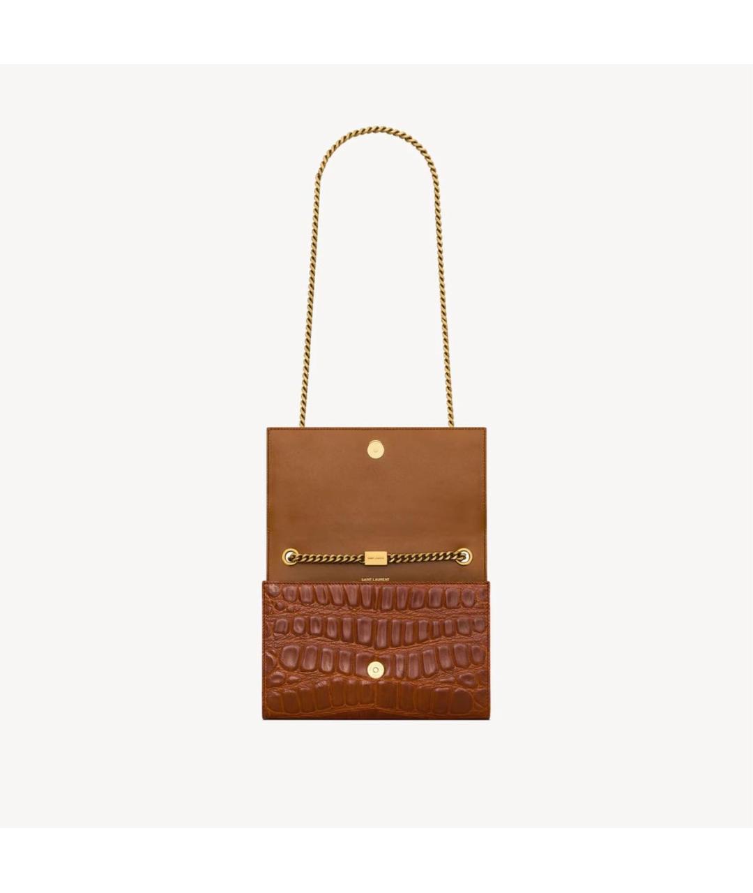 SAINT LAURENT Коричневая кожаная сумка через плечо, фото 3