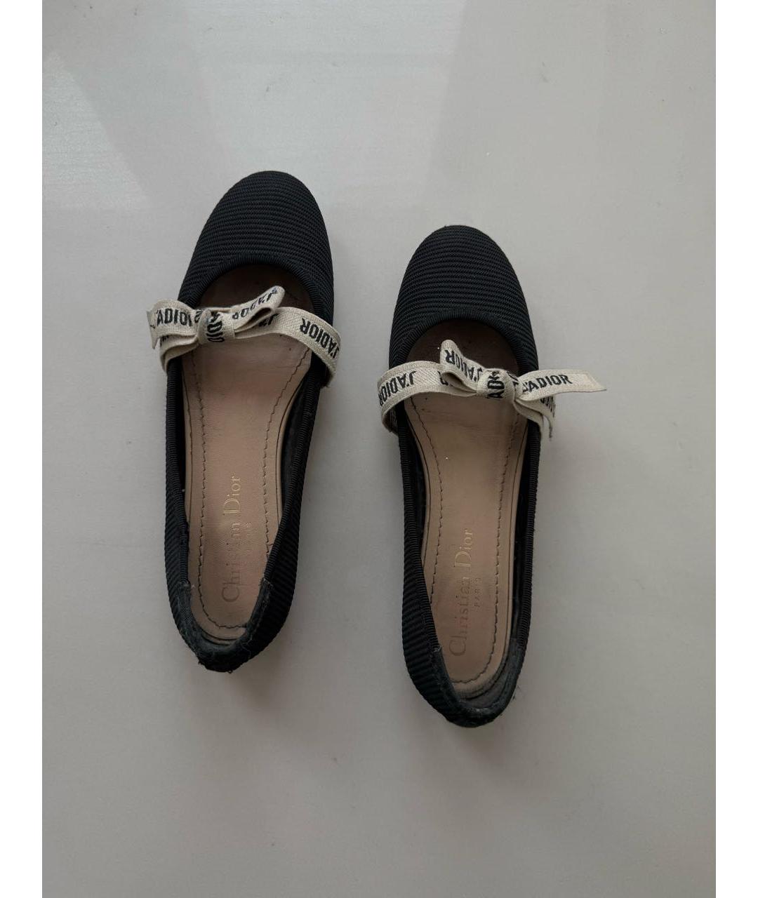 CHRISTIAN DIOR Черные текстильные балетки, фото 4