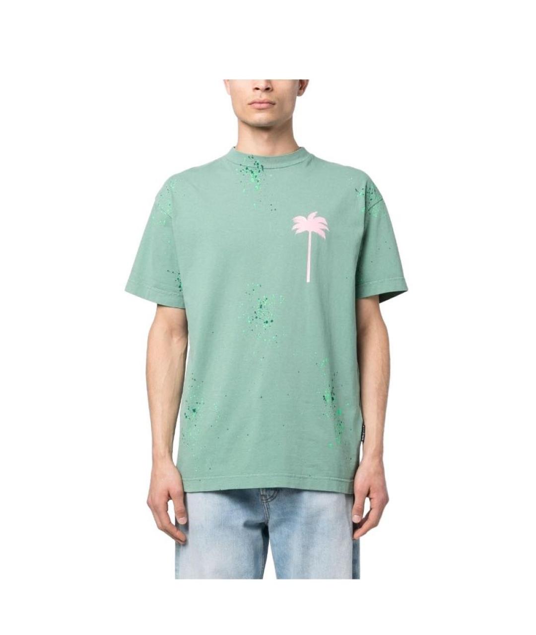 PALM ANGELS Зеленая хлопковая футболка, фото 4