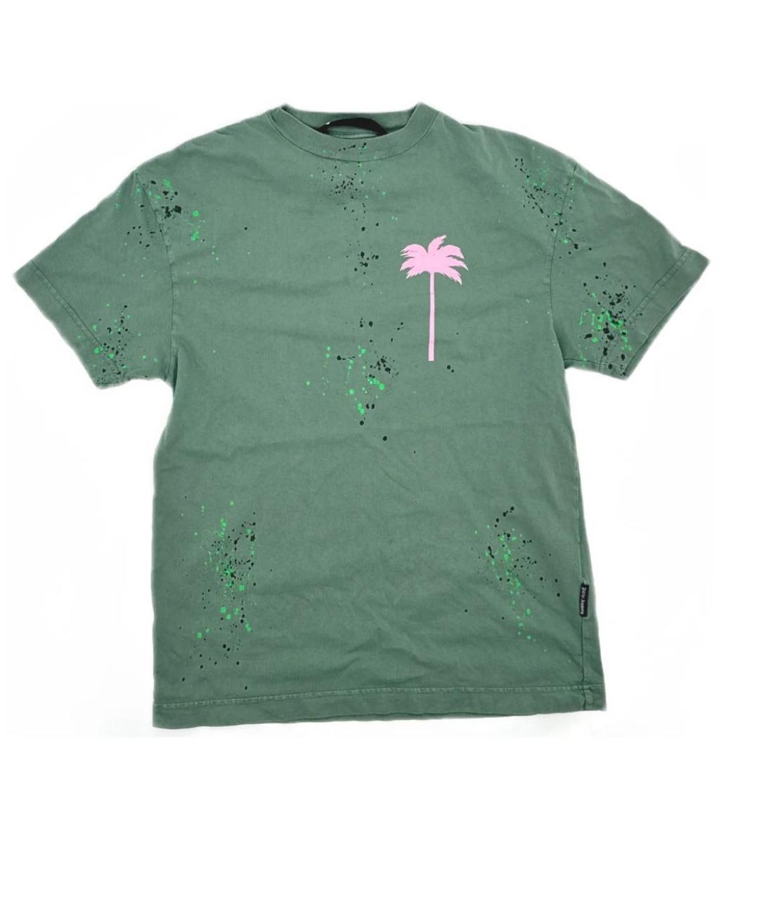 PALM ANGELS Зеленая хлопковая футболка, фото 2
