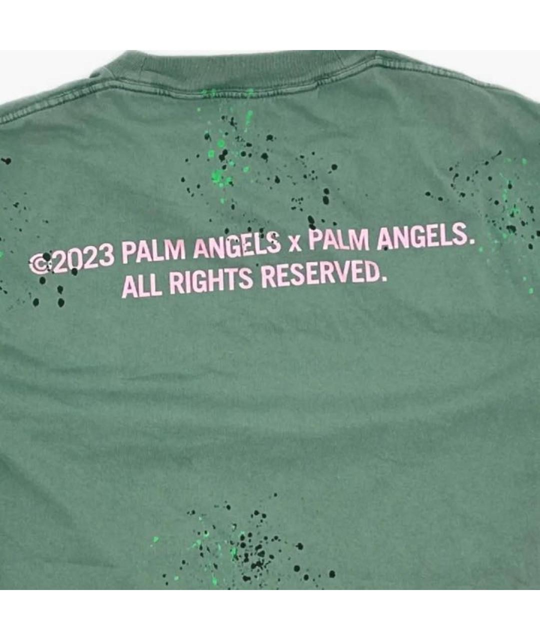 PALM ANGELS Зеленая хлопковая футболка, фото 8