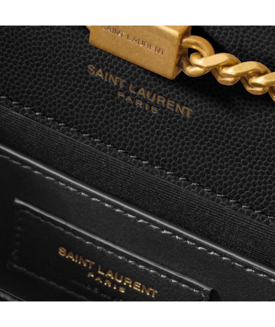 SAINT LAURENT Черная кожаная сумка через плечо, фото 3