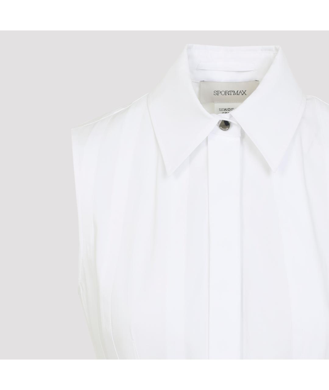 SPORTMAX Белая хлопковая рубашка, фото 3