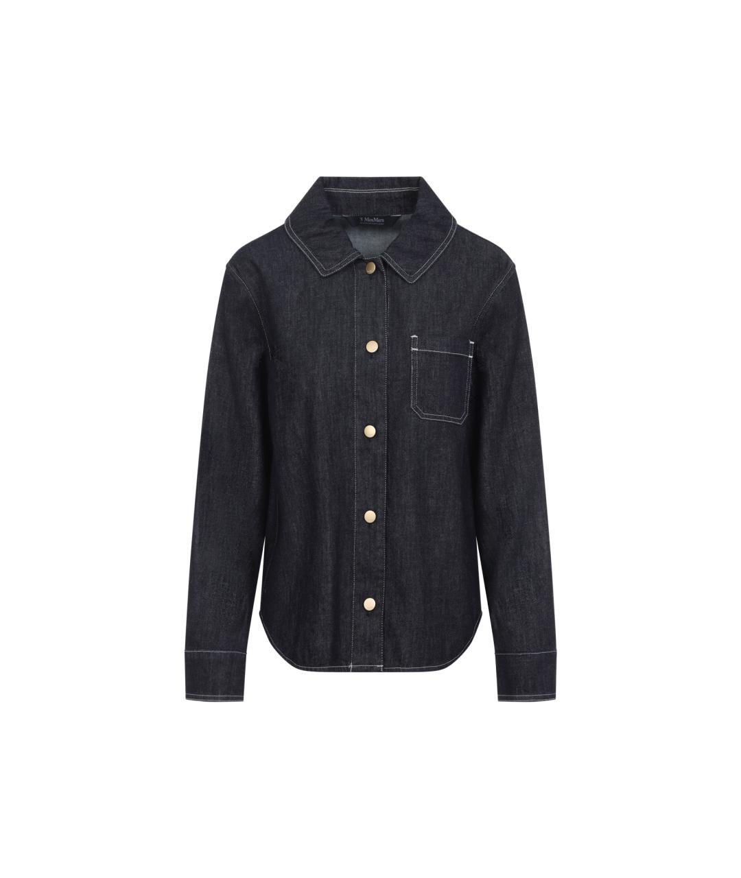 'S MAX MARA Темно-синяя хлопковая рубашка, фото 1
