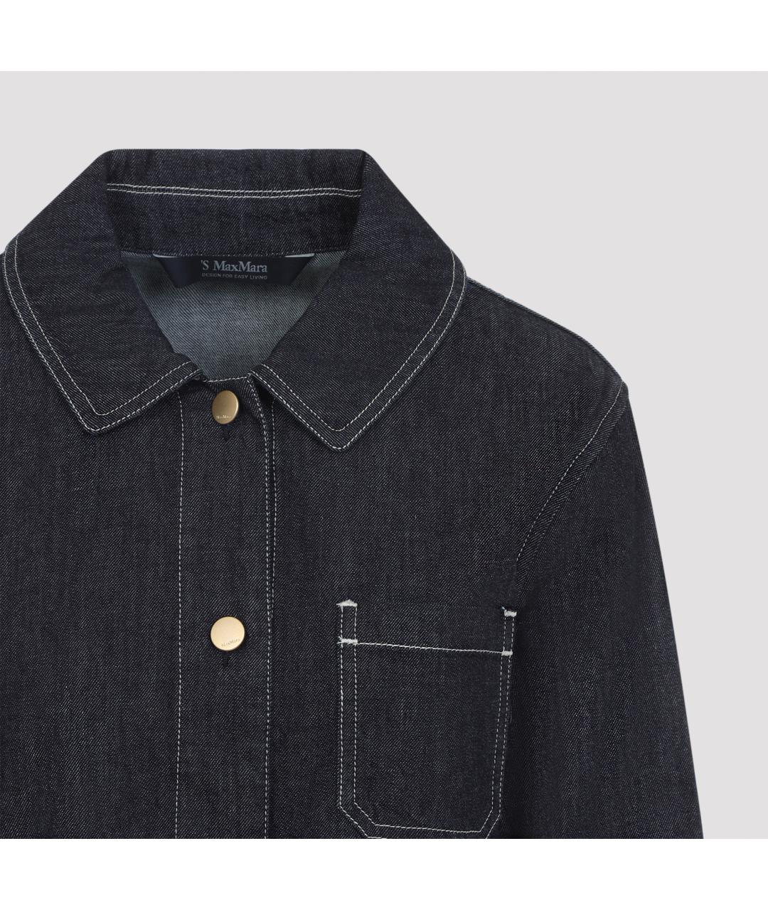 'S MAX MARA Темно-синяя хлопковая рубашка, фото 5