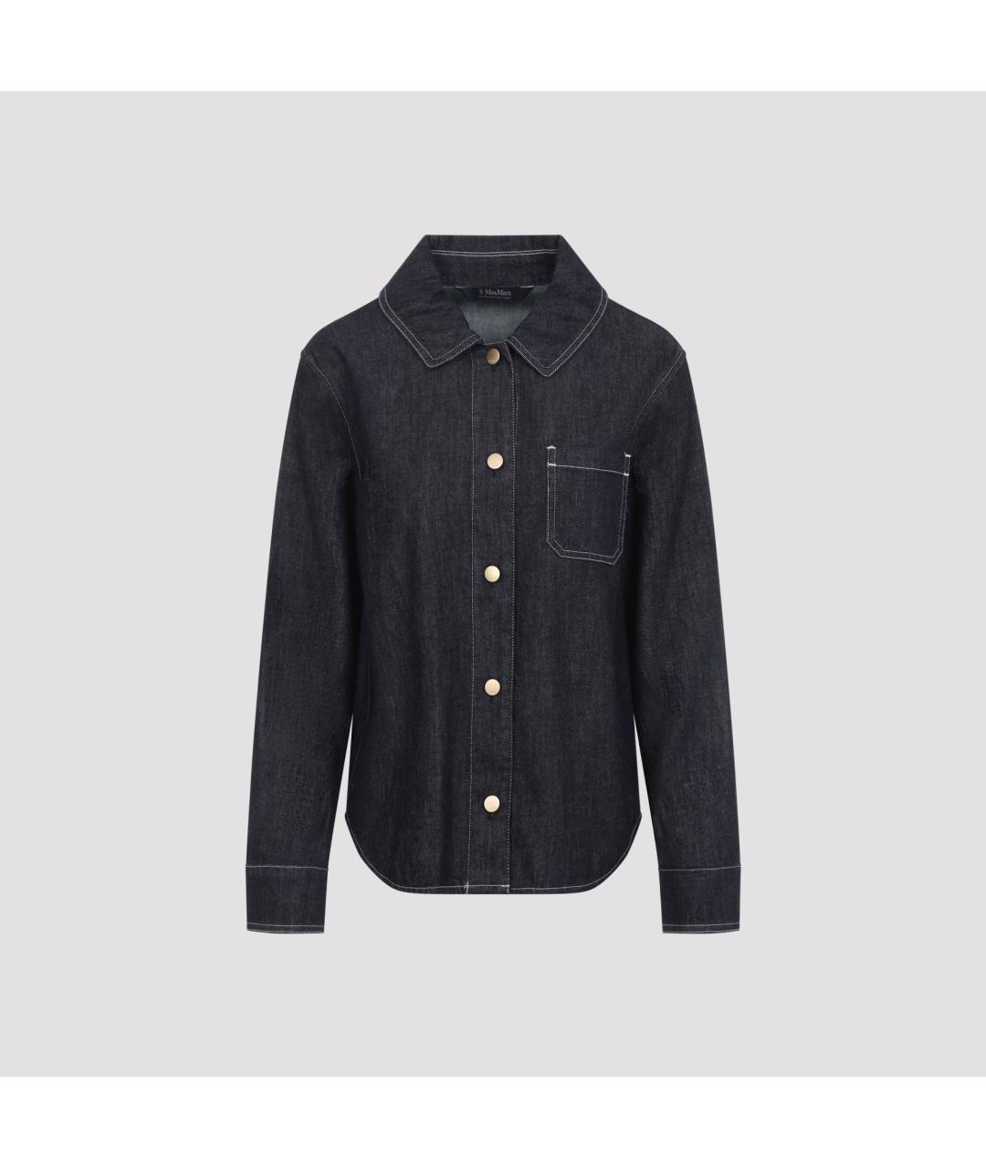 'S MAX MARA Темно-синяя хлопковая рубашка, фото 2