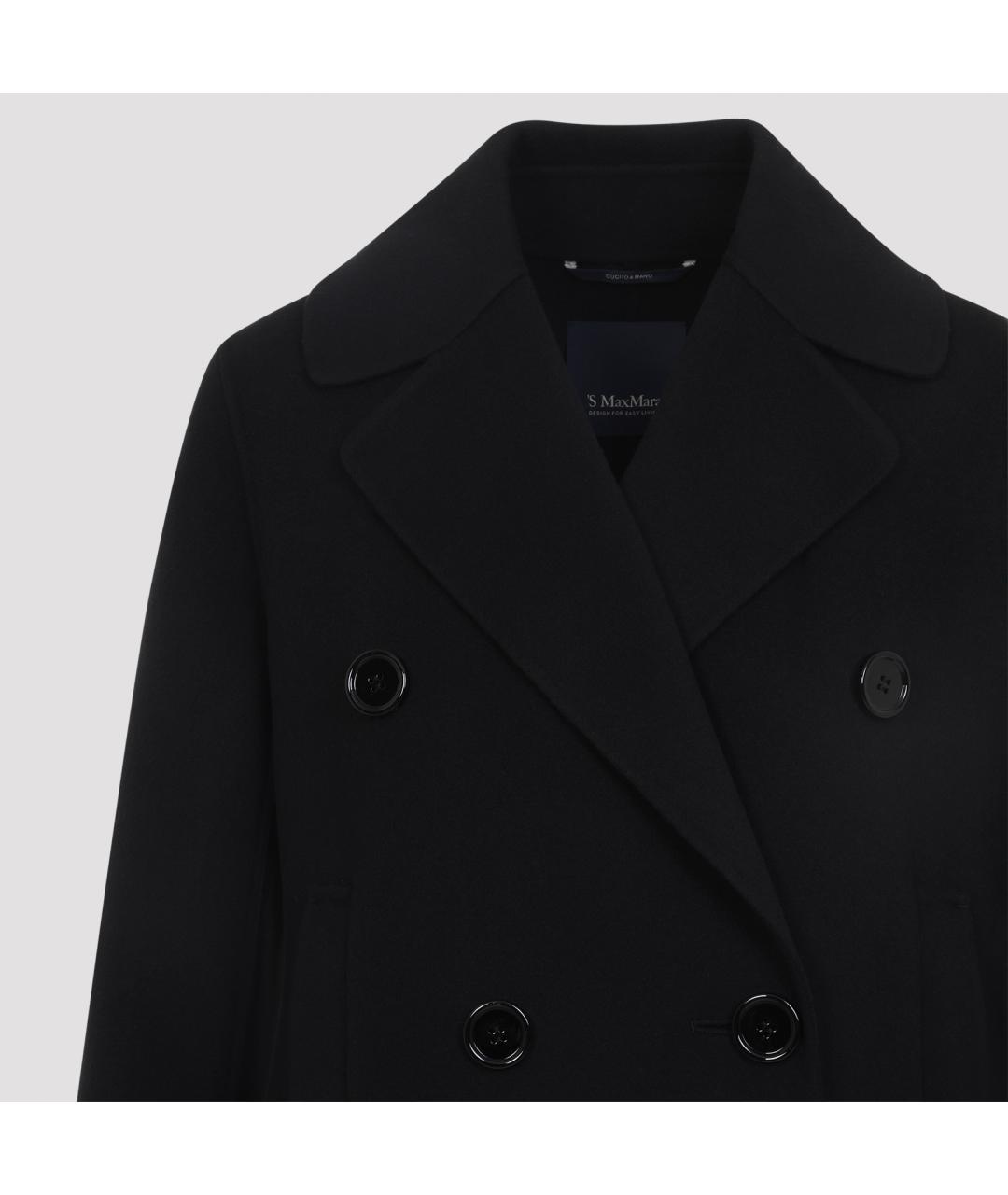 'S MAX MARA Черное шерстяное пальто, фото 4