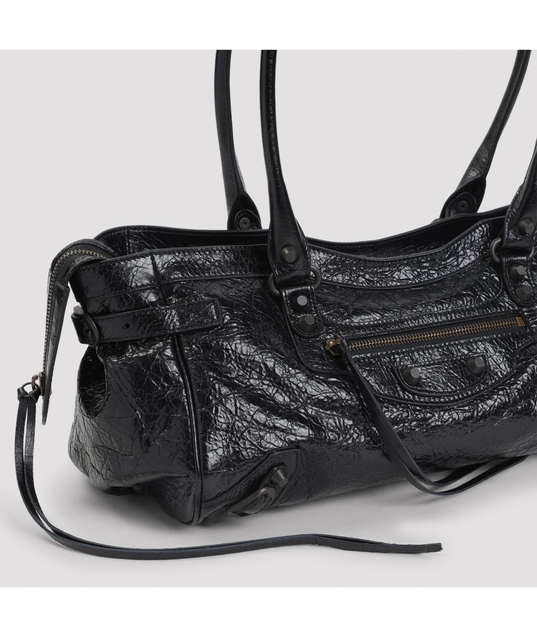 BALENCIAGA Черная кожаная сумка через плечо, фото 3