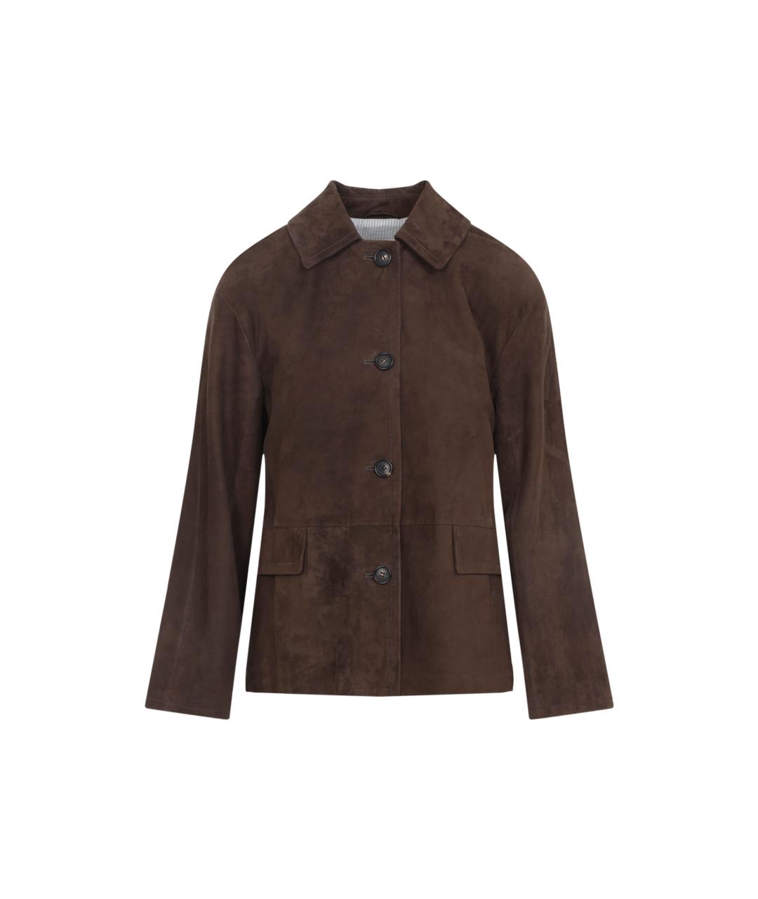 'S MAX MARA Коричневая кожаная куртка, фото 1