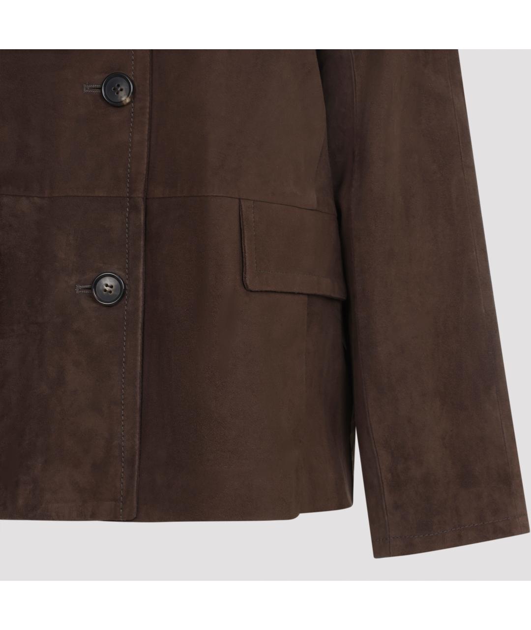 'S MAX MARA Коричневая кожаная куртка, фото 4