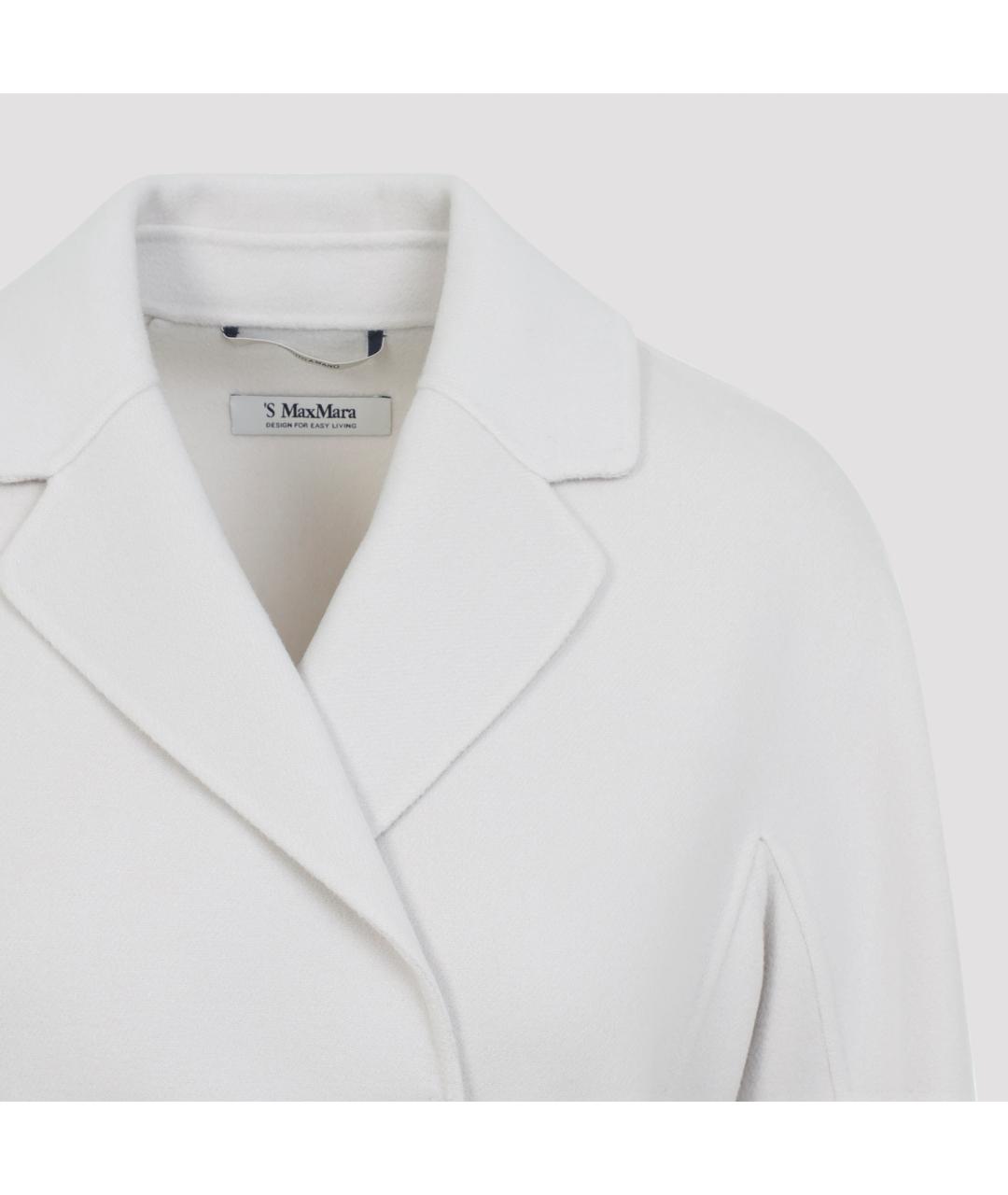 'S MAX MARA Белое шерстяное пальто, фото 5