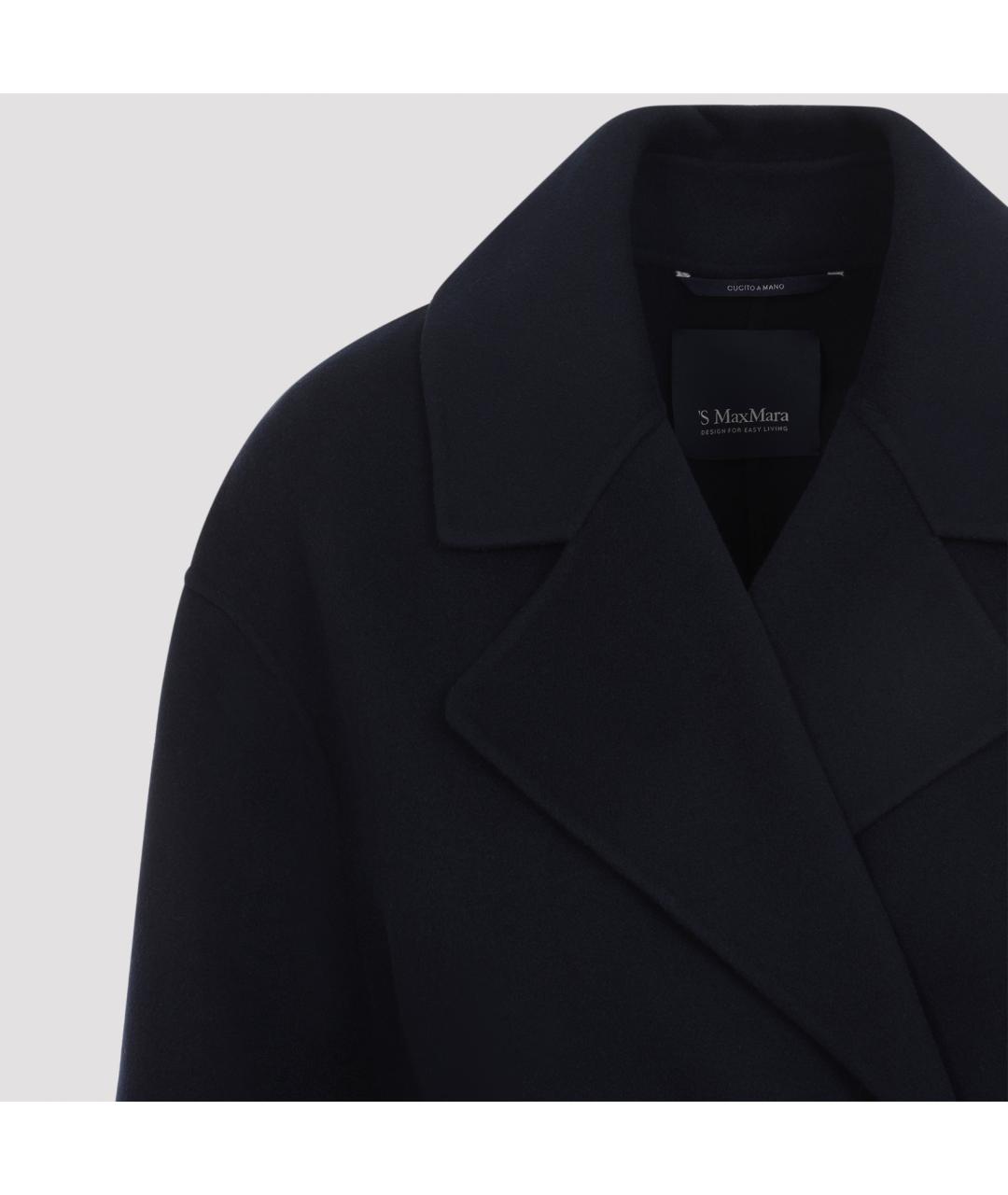 'S MAX MARA Темно-синее шерстяное пальто, фото 4