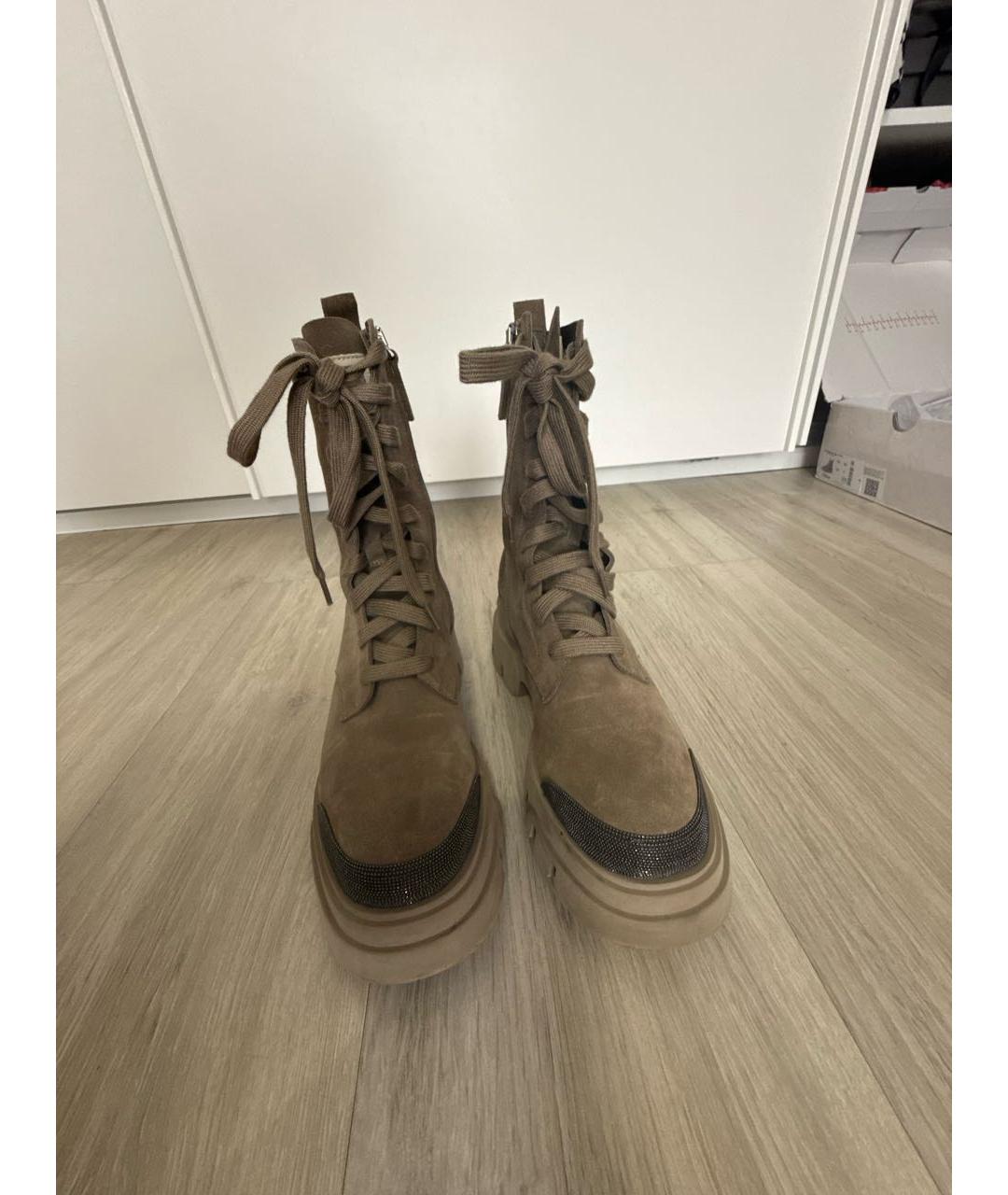 BRUNELLO CUCINELLI Коричневые замшевые ботинки, фото 2