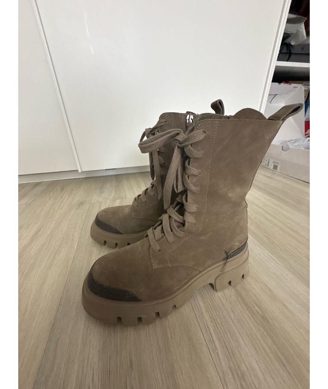 BRUNELLO CUCINELLI Коричневые замшевые ботинки, фото 5