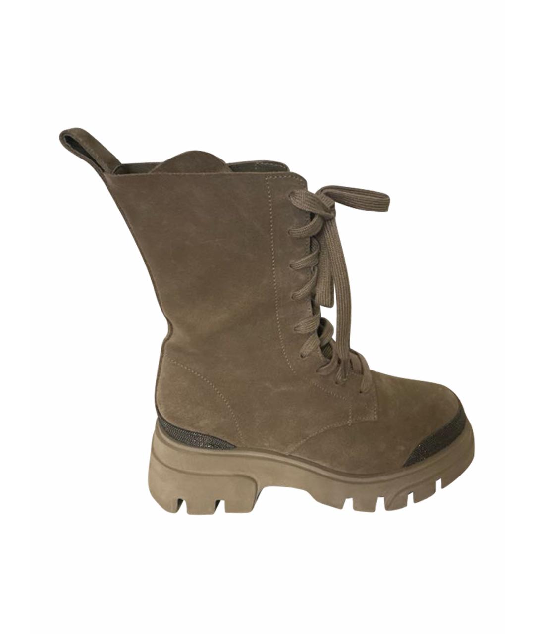 BRUNELLO CUCINELLI Коричневые замшевые ботинки, фото 1